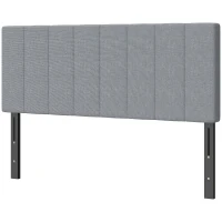 HOMCOM Hoofdeinde 3-voudig in hoogte verstelbaar, gestoffeerd hoofdeinde met metalen poten, linnenlook voor slaapkamer 160x10x106/116/126 cm Grijs(m-10)