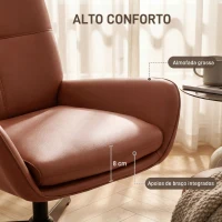 HOMCOM Poltrona de Sala Estofada em PU Poltrona de Leitura com Assento Acolchoado Apoios de Braços Pernas Metálicas Castanho(m-5)