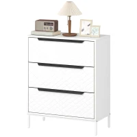 HOMCOM Chest of Drawers, Dresser with 3 Fabric Drawers and Aluminium Handles - White(m-11)
