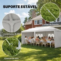 Outsunny Tenda para Festas com 4 Paredes Laterais 2 Janelas e Estrutura de Aço 585x295x255 cm Branco(m-7)