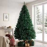 HOMCOM Brad de Crăciun 230 cm cu ramuri articulate 1300 vârfuri din PVC ignifug montaj rapid suport oțel verde(m-6)