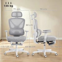 HOMCOM Ergonomic and Adjustable Office Chair - Grey(m-3)