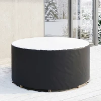 Outsunny Housse de mobilier de jardin imperméable pour table ronde, tissu Oxford 420D pour jardin extérieur, Ø200 x 80 cm, noir(m-9)