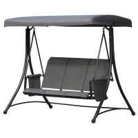 Outsunny 3-personen tuinschommelbank aluminium met zonnedak, grijs(m-10)