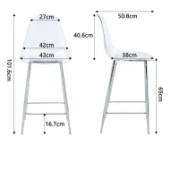 Lot de 2 tabourets de bar transparents, design moderne et aérien, 51x45x102 cm, Argenté(m-3)