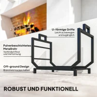 Outsunny Houtrek voor binnen 53 x 33 x 43 cm – met draagtas, Metaal, Zwart(m-6)