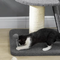 PawHut kattenboom, een platform, hangende speelgoedbal, sisal, donkergrijs+roomwit, 48 x 48 x 92 cm(m-9)