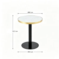 Table d'appoint ronde, plateau anti-rayures facile à nettoyer, 60x60x74 cm, Blanc(m-3)