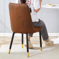Lot de 2 chaises de salle à manger modernes, assise rembourrée, embouts antidérapants, 43x41.5x89 cm, Marron+Noir(m-1)