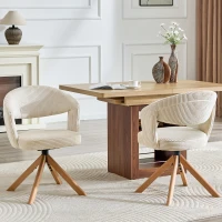 Lot de 2 chaises pivotantes rétro-luxe, patins feutre antidérapants, rotation 360° silencieuse, 47x47.5x81.5 cm, Couleur naturelle(m-5)