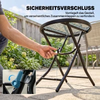 Outsunny tuintafel bistrotafel met glazen blad rond metaal Ø 45 cm zwart(m-5)