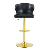 Lot de 2 tabourets de bar avec dossier, réglables en hauteur et pivotants 360°, 49.7x45x110 cm, Noir(m-2)