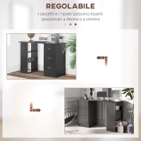 HOMCOM Scrivania PC con 3 Ripiani e 3 Cassetti per Camera e Ufficio, in Legno MDF, 120x49x72 cm, Nera(m-6)