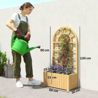 Outsunny Floreira com Treliça de Madeira para Plantas Trepadeiras com Orifícios de Drenagem Floreira Elevada 60x30x120 cm Madeira(m-3)