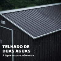 Outsunny Abrigo de Jardim Metálico para Armazenamento de Ferramentas com Base de Reforço Incluída e 4 Janelas 277x322x192 cm Cinza Escuro(m-7)