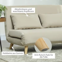 HOMCOM Slaapbank Relaxbank Sofa Couch, incl. 2 kussens, fluwelen look, 130 x 78 x 79 cm, beige(m-7)