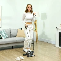 SPORTNOW Mini Stepper, Compact Step Machine Exerciser for Home Workouts, with Resistance Bands, LCD Monitor, Non-Slip Pedals(m-2)