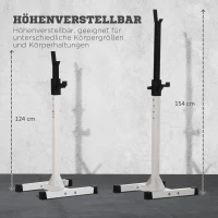 HOMCOM Halterstandaard, Set van 2, tot 150 kg, Hoogteverstelbaar, Staal, Wit+Zwart, 52 x 48 x 160 cm(m-5)
