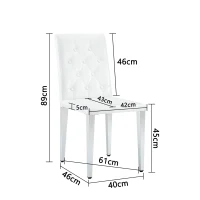 Lot de 4 chaises de salle à manger, style luxe européen, patins antidérapants et silencieux, 42x46x89 cm, Blanc+Argenté(m-3)