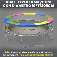 SPORTNOW Copertura Tappeto Elastico Ø305x30 cm Pieghevole e Portatile, in Plastica, PE e Schiuma, Multicolore(m-4)