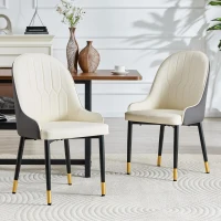 Lot de 2 chaises de salle à manger, dossier motif éclair stylé, déperlante et facile d'entretien, 47.3x44x91 cm, Blanc+Noir(m-4)