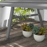 Outsunny Panchina da Giardino 2 Posti a Doghe in Alluminio, 123x67x79 cm, Grigio(m-9)