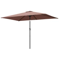 Outsunny Tuinparasol 300 x 200 cm kantelbaar balkonparasol met draaikruk Bruin(m-10)