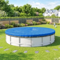 Outsunny Bâche de Piscine Ronde 450 cm Anti-Poussière et Imperméable avec Corde pour Piscines Hors Sol de 420-430 cm, Bleu(m-11)