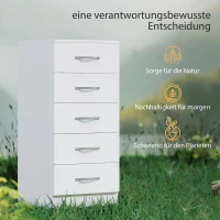 HOMCOM Ladekast met 5 Laden, Ladekast voor Kleding en Benodigdheden, Spaanplaat, Wit(m-6)