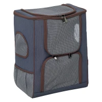 PawHut Zaino per Gatti Trasportino per Cani in Oxford, Cuscino Rimovibile e Lavabile, Inserti Rete Traspirante, 35x28.5x45cm, Blu Marrone(m-1)