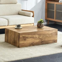 Table basse rectangulaire, style Luxury moderne compatible, pieds antidérapants en silicone, 90x50x30 cm, Couleur naturelle(m-1)