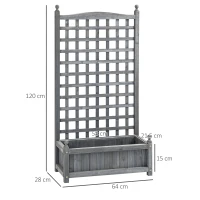 Outsunny plantenbak met latwerk lichtgrijs 64 x 28 x 120 cm(m-3)
