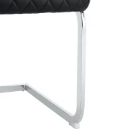 Chaise de salle à manger matelassée motif losange, dossier haut ergonomique, lot de 2, 43x63x100 cm, Noir+Argenté(m-9)