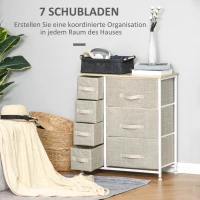 HOMCOM Ladekast Sideboard met 7 laden, modern design, 63,5 cm x 30 cm x 71 cm, Lichtgrijs(m-4)