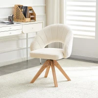 Lot de 2 chaises pivotantes style rétro, piètement 4 pieds en bois massif, patins antidérapants, 46x49x84 cm, Couleur naturelle(m-5)