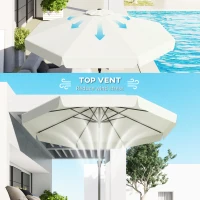 Outsunny 2.7m Patio Parasol Garden Umbrellas with Aluminium Pole, UPF 50+ Outdoor Sun Shade Table Umbrella with Tilt, Crank, 8 Ribs, Ruffles, White(m-6)
