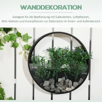 Outsunny Wandplantenbakken, set van 3 stuks, stapelbaar, staal+acryl, zwart(m-7)