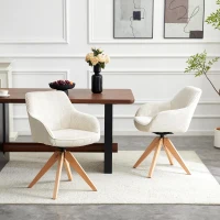 Lot de 2 chaises de salle à manger pivotantes style rétro luxueux, piètement quatre pieds en bois massif, 56,00x44,00x84,00 cm, Couleur naturelle(m-4)