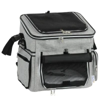 PawHut Panier de Vélo Avant Portable pour Chiens Chats, Laisse de Sécurité, Couvercle Détachable, 33x26x35cm, Gris Clair(m-1)