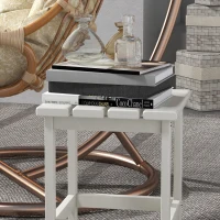 Outsunny Square Coffee Table, HDPE Tabletop and Frame for Porch, Garden, Side Table, 38 x 38 x 46 cm, White(m-8)
