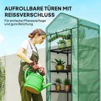 Outsunny Mini-Kas voor Bloemen of Groente, Staal, Kunststof, 69L x 49B x 193H cm, Groen(m-6)