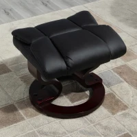 HOMCOM Fauteuil met kruk, ligfunctie, draaibaar, tot 160 kg, kunstleer, metalen frame, zwart, 80 x 79 x 100 cm(m-8)