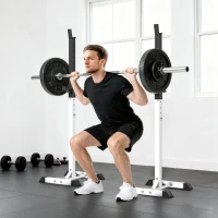 HOMCOM Halterstandaard, Set van 2, tot 150 kg, Hoogteverstelbaar, Staal, Wit+Zwart, 52 x 48 x 160 cm(m-9)
