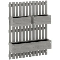 Outsunny Bloembakset, wandmontage, vrij verplaatsbaar, massief hout, 60 x 16 x 80 cm(m-1)