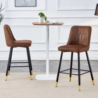 Lot de 2 tabourets de bar hauteur, design moderne et confortable, dossier incurvé et repose-pieds, 42x45x100 cm, Marron+Noir(m-5)