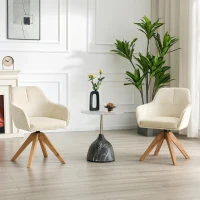 Chaise de salle à manger pivotante 360° (lot de 2), design moderne légèrement luxueux, 58,00x46,00x82,00 cm, Couleur naturelle(m-5)