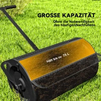 Outsunny Compostverspreider 75L 61x40cm voor Gazon en Tuin met T-Handgreep Metaal Zwart(m-4)