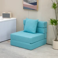 HOMCOM Opklapbare slaapstoel, slaapbank, 2-in-1 opklapstoel met bedfunctie, relaxstoel met kussen, logeerbed voor woonkamer, slaapkamer, draagvermogen tot 100 kg, blauw(m-2)