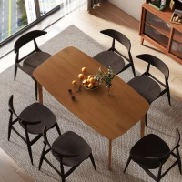 HOMCOM Pine Wood Rectangular Dining Table - Light Brown(m-2)