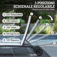 Outsunny Set 2 Lettini Prendisole con Schienale Reclinabile, in Alluminio e Tessuto Traspirante, 66x165x102 cm, Crema(m-4)